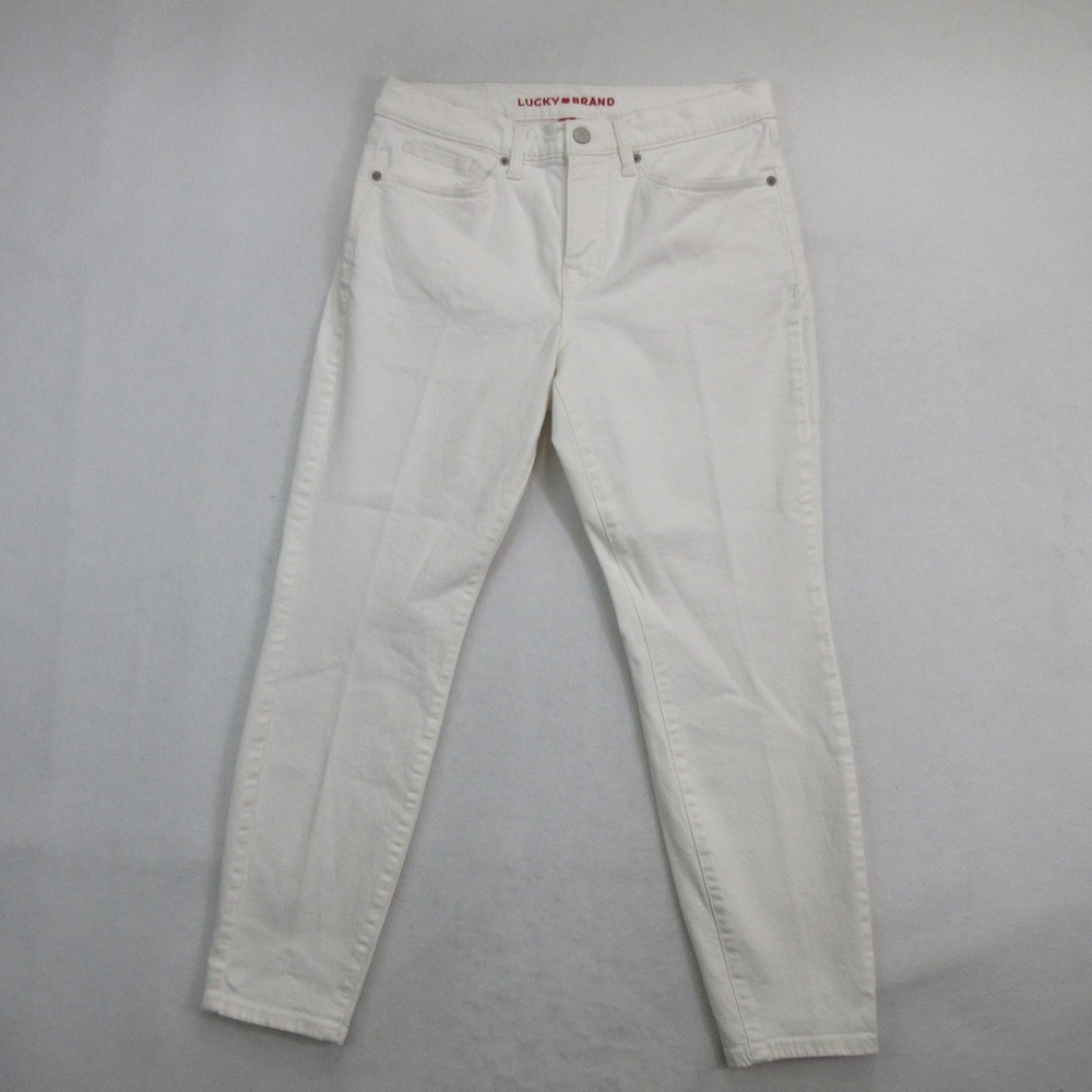 Lucky Brand Women's Ava Mid Rise Skinny Jeans White Denim Stretch Size 10 30